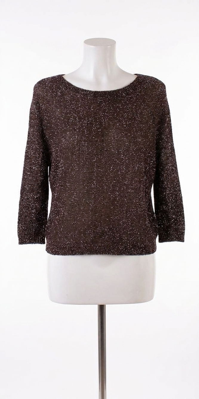 NEW GIGI MODA aliocha sparkle light knit top in chocolate